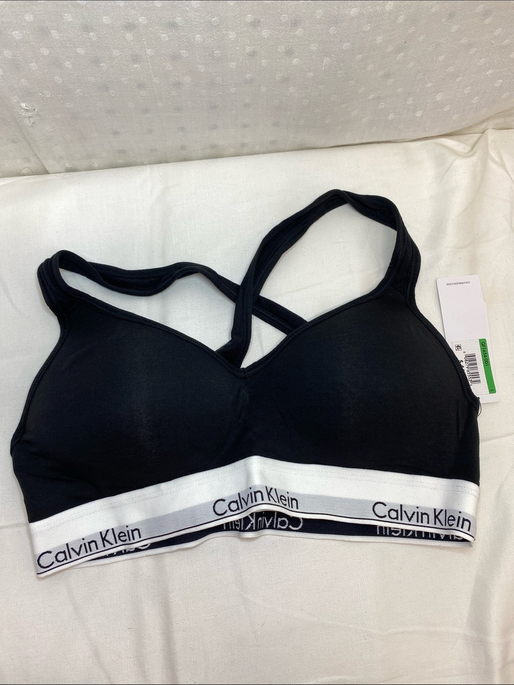 Calvin Klein Black Lift Bralette with White Logo Band Size L
